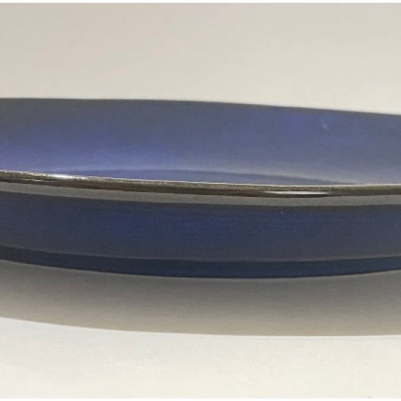 Large 16" Oval Cobalt Blue Thomas O'Brien Stoneware Platter With Circle Texture - Picture 3 of 5